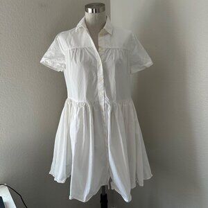 Kate Spade Broome Street Poplin Swing Short Dress  Short Sleeve Minimalist White